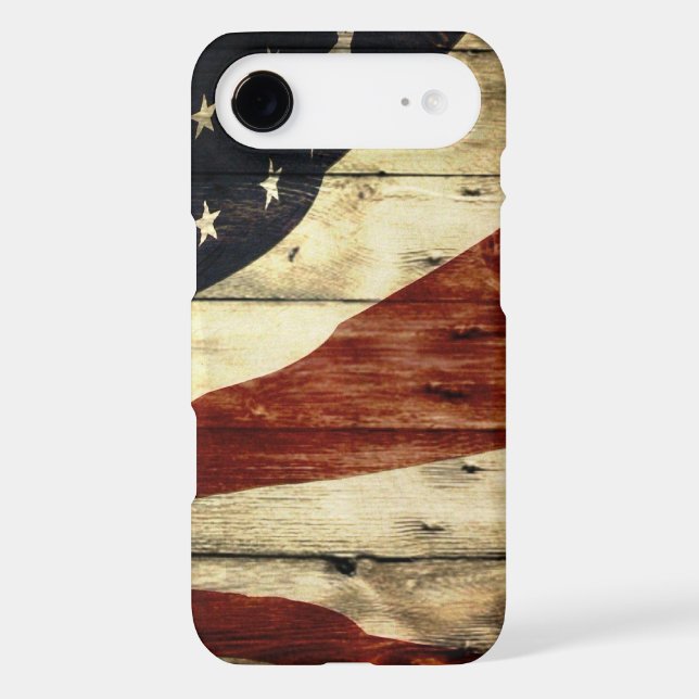 Primitive barn wood American Flag Americana Case-Mate iPhone Case (Back)