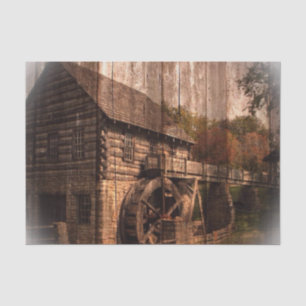 Primitive Barn Wood farmhouse mill water wheel Tissue Paper