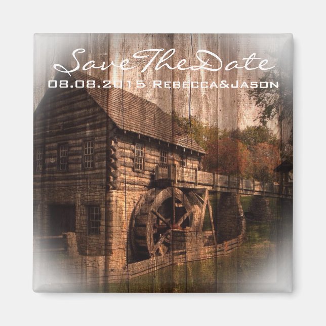 Primitive Barn Wood farmhouse wedding Magnet (Front)