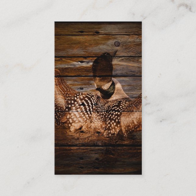 Primitive Barn wood Western Country waterfowl Loon Business Card (Front)
