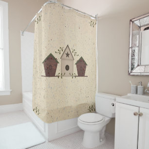 Primitive Birdhouses Shower Curtain