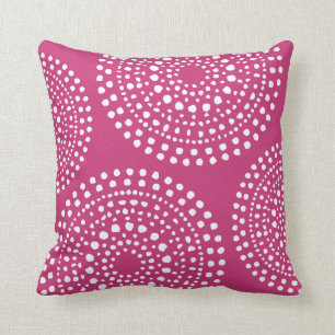 Primitive Boho Mosaic Pattern Magenta Pink Cushion