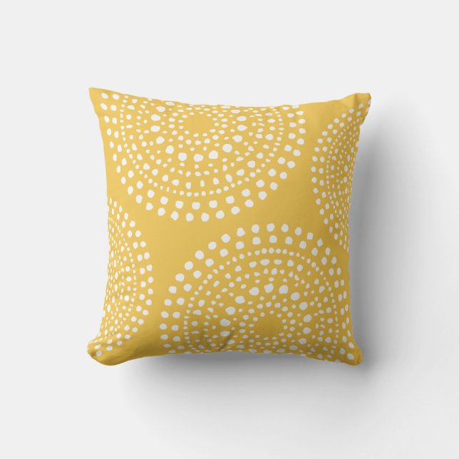 Primitive Boho Mosaic Pattern Yellow Cushion (Front)
