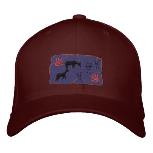 Primitive Bow Hunting Scene Embroidered Hat