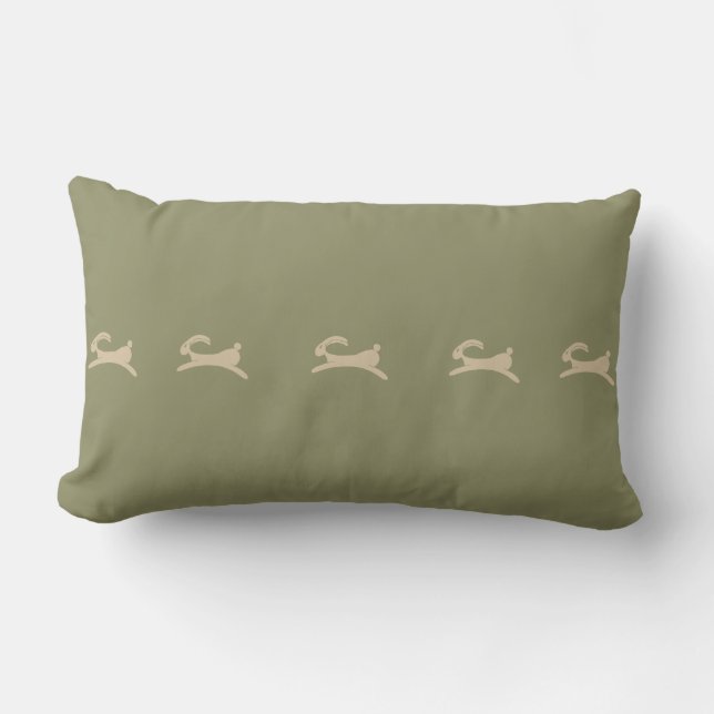 Primitive Bunny Olive Green Lumbar Cushion (Front)