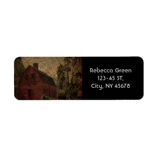 Primitive burlap country farmhouse red barn (Front)