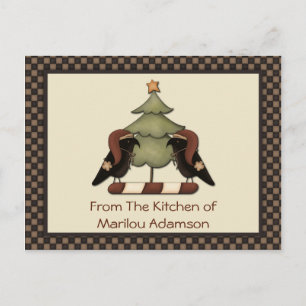Primitive Christmas Crows Recipe Cards