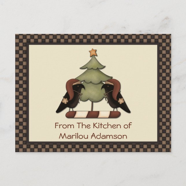 Primitive Christmas Crows Recipe Cards (Front)