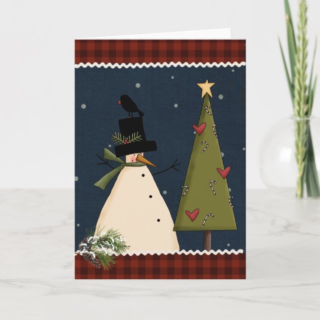 Primitive Christmas Greeting Card (Front)