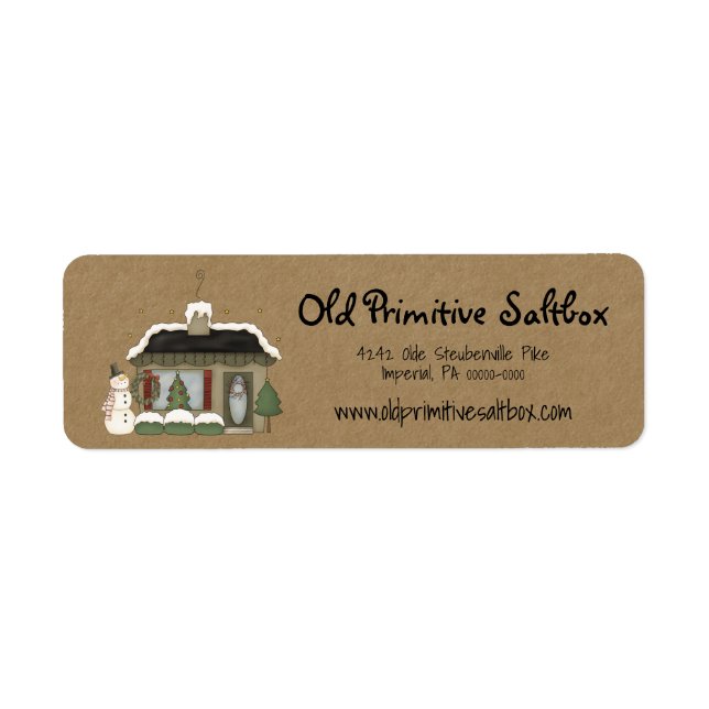 Primitive Christmas House Editable Return Address  (Front)