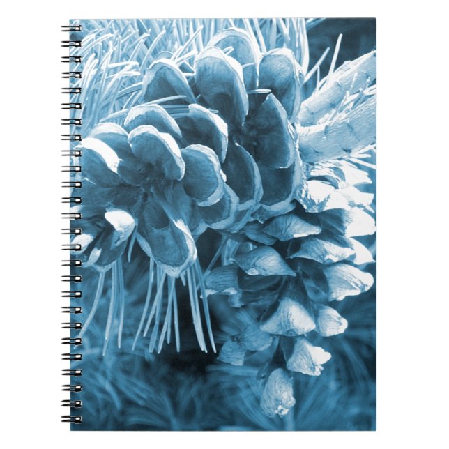 Primitive Christmas pine tree ice blue pinecone Notebook (Front)