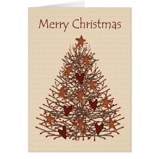 Primitive Christmas Tree Low Vision Card