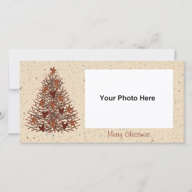 Primitive Christmas Tree Photo Card (Front)