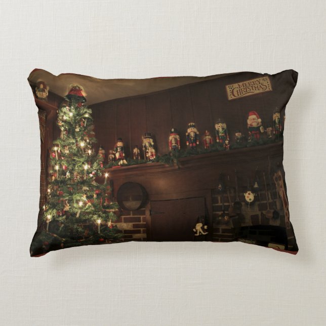 Primitive Colonial Country Christmas Holiday Decorative Cushion (Front)