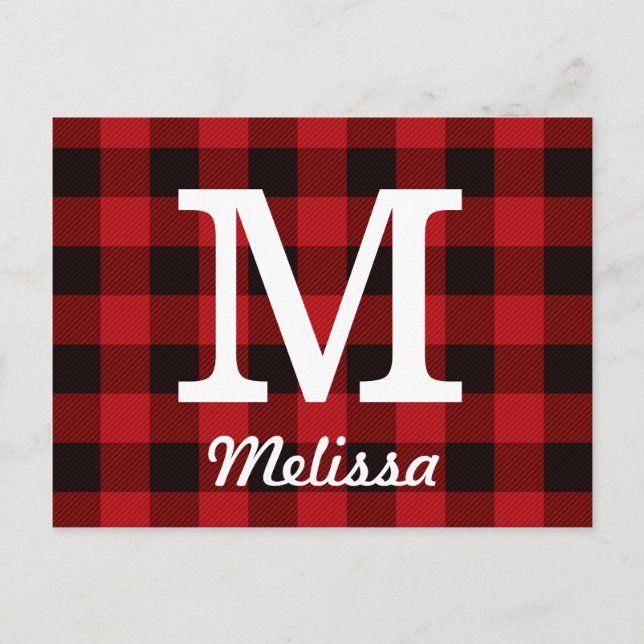Primitive Cottage Red buffalo Plaid lumberjack Postcard (Front)