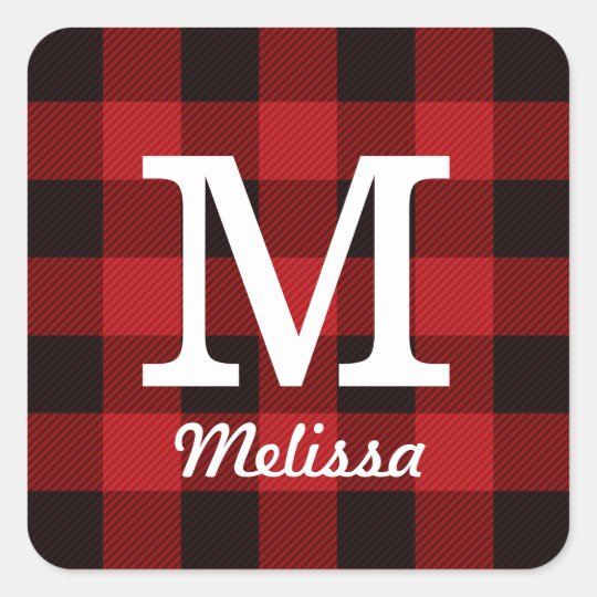 Primitive Cottage Red buffalo Plaid lumberjack Square Sticker