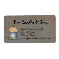 Primitive Country Candle with Berries Label