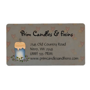 Primitive Country Candle with Berries Label