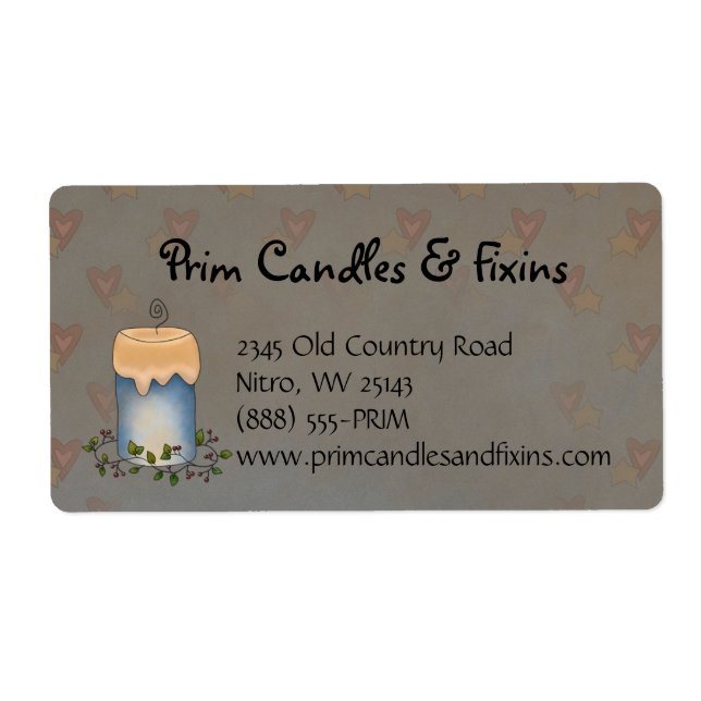 Primitive Country Candle with Berries Label (Front)