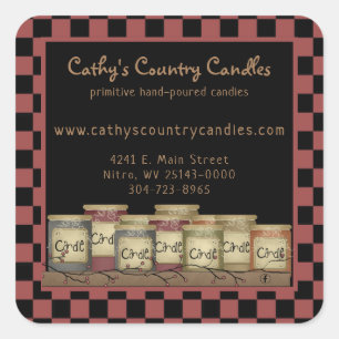 Primitive Country Candles & Pip Berries Square Sticker