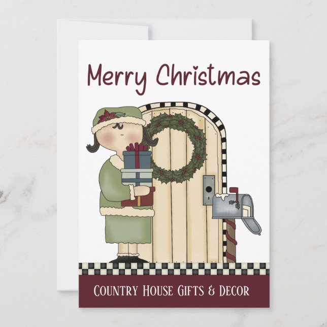 Primitive Country Christmas Rustic Christmas Card  (Front)