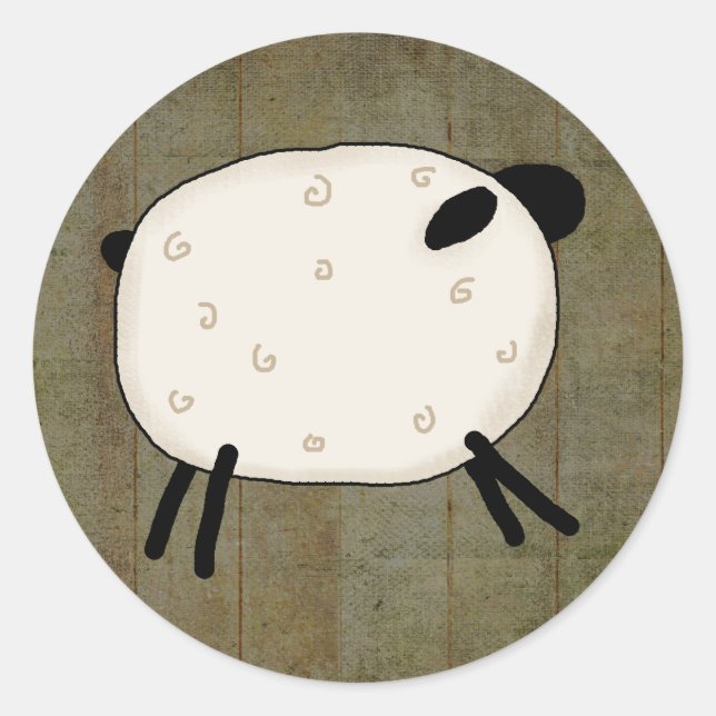 Primitive country classic round sticker (Front)