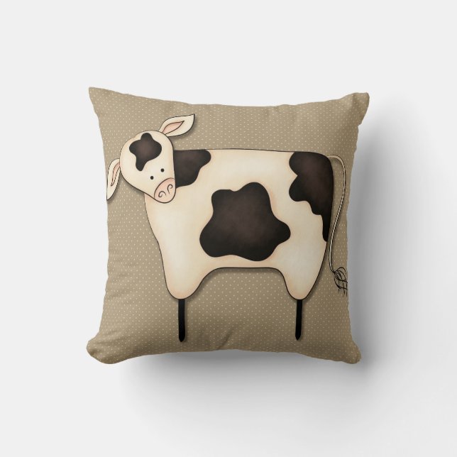 Primitive Country Cow Decor Cushion (Front)