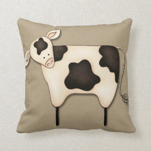 Primitive Country Cow Decor Cushion