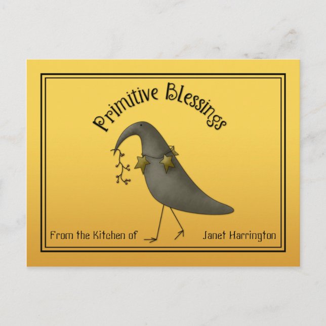 Primitive Country Crows Recipe Cards (Front)