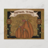 Primitive Country Fall Harvest Postcard