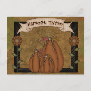 Primitive Country Fall Harvest Postcard