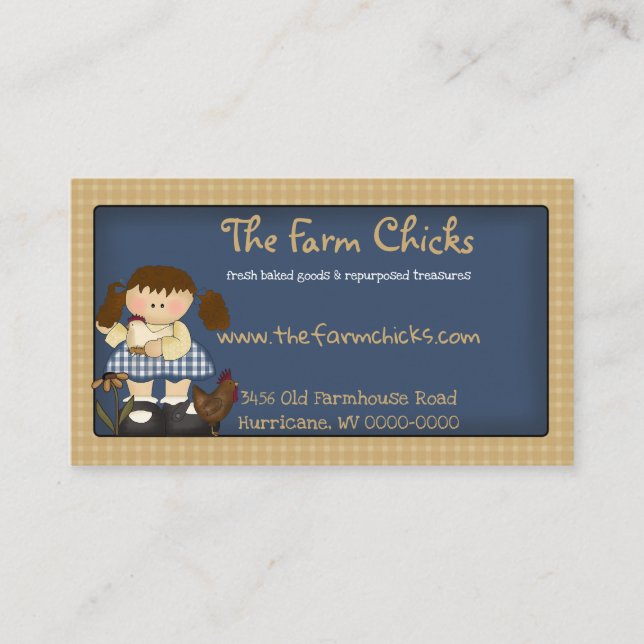 Primitive Country Gingham  Business Card Template (Front)
