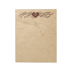 Primitive Country Heart Large Notepad