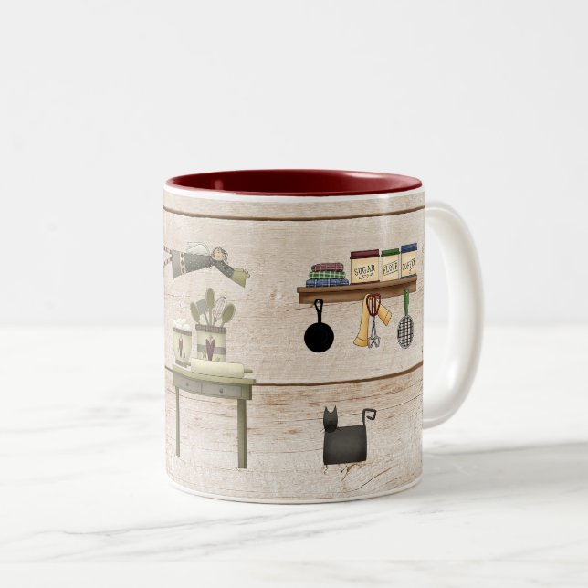 Primitive Country Kitchen Two-Tone Coffee Mug (Front Right)