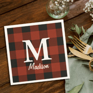 Primitive country lumberjack Red buffalo plaid Napkin