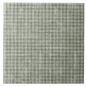 Primitive Country Olive Green Diamond Check Tile