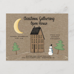 Primitive Country Open House Holiday Postcard