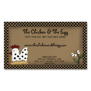 Primitive Country Rustic Farmhouse Chicken Kraft B Magnetic Business Card