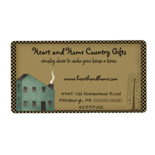 Primitive Country Saltbox House Checked  Shipping