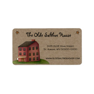 Primitive Country Saltbox House Return Address  La Label