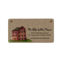 Primitive Country Saltbox House Return Address