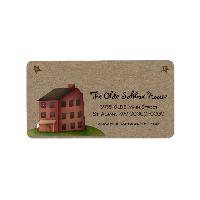 Primitive Country Saltbox House Return Address  Label (Front)