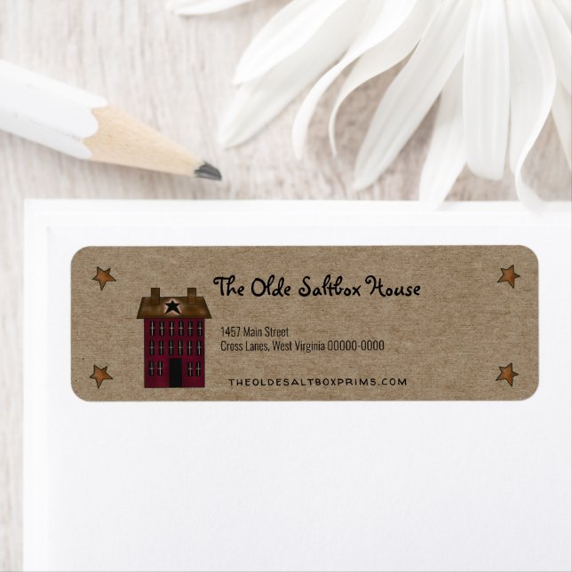 Primitive Country Saltbox House Rusty Stars Kraft (Insitu)