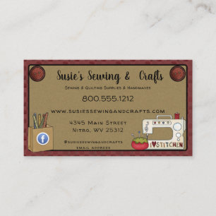 Primitive Country Sewing Crafts Rustic Business Card