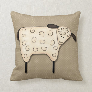 Primitive Country Sheep Decor Cushion