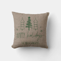 Primitive Country Trees Happy Holidays Family Name