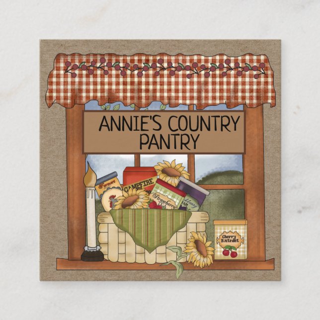 Primitive Country Window on Kraft Business Card (Front)