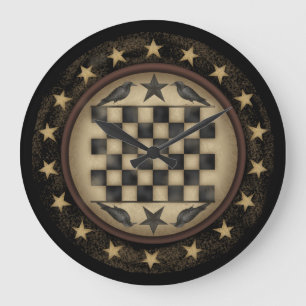 Primitive Crow Chequerboard Wall Clock