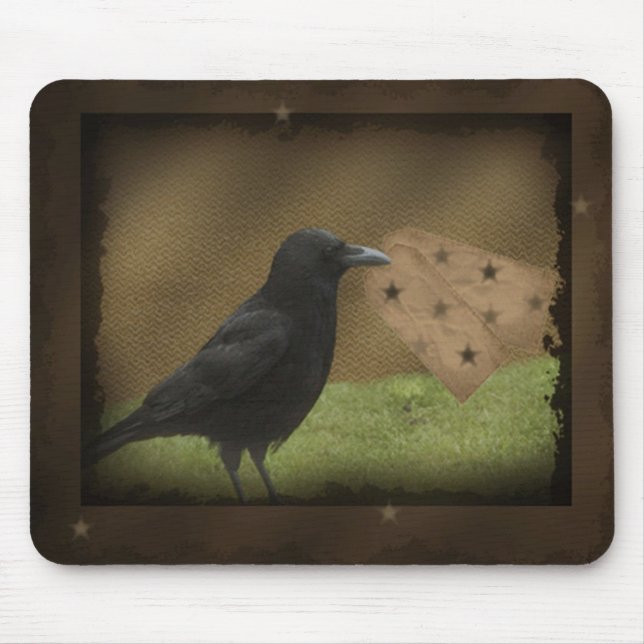 Primitive Crow Hang Tag Mousepad (Front)
