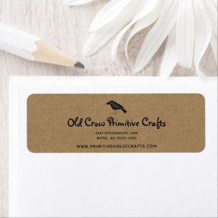 Primitive Crow on Kraft Rustic Return Address